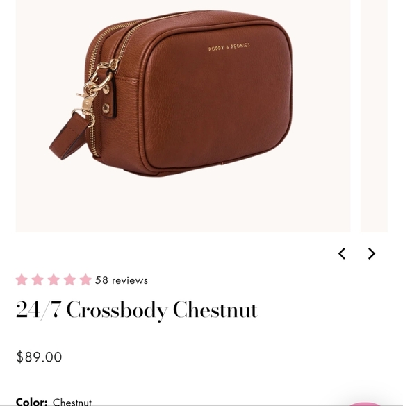 Poppy & Peonies Brown Crossbody Bag - Picture 3 of 7